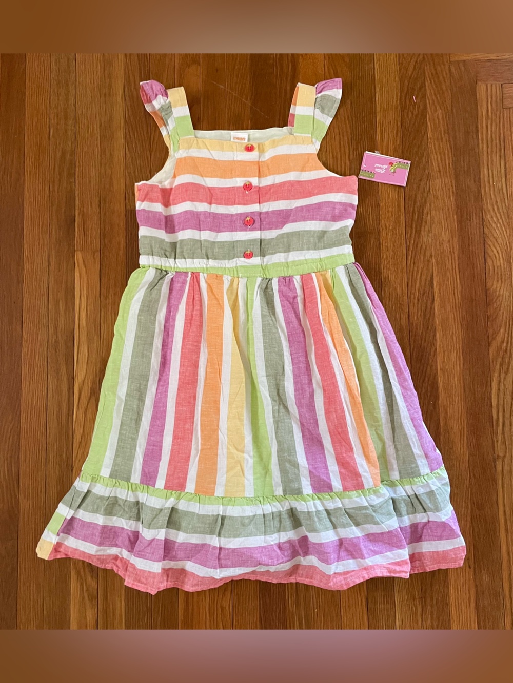 Gymboree Striped Linen Blend Sundress in Pink, Green, Yellow, Orange, White